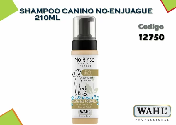WAHL SHAMPOO CANINO NO-ENJUAGUE 210ML